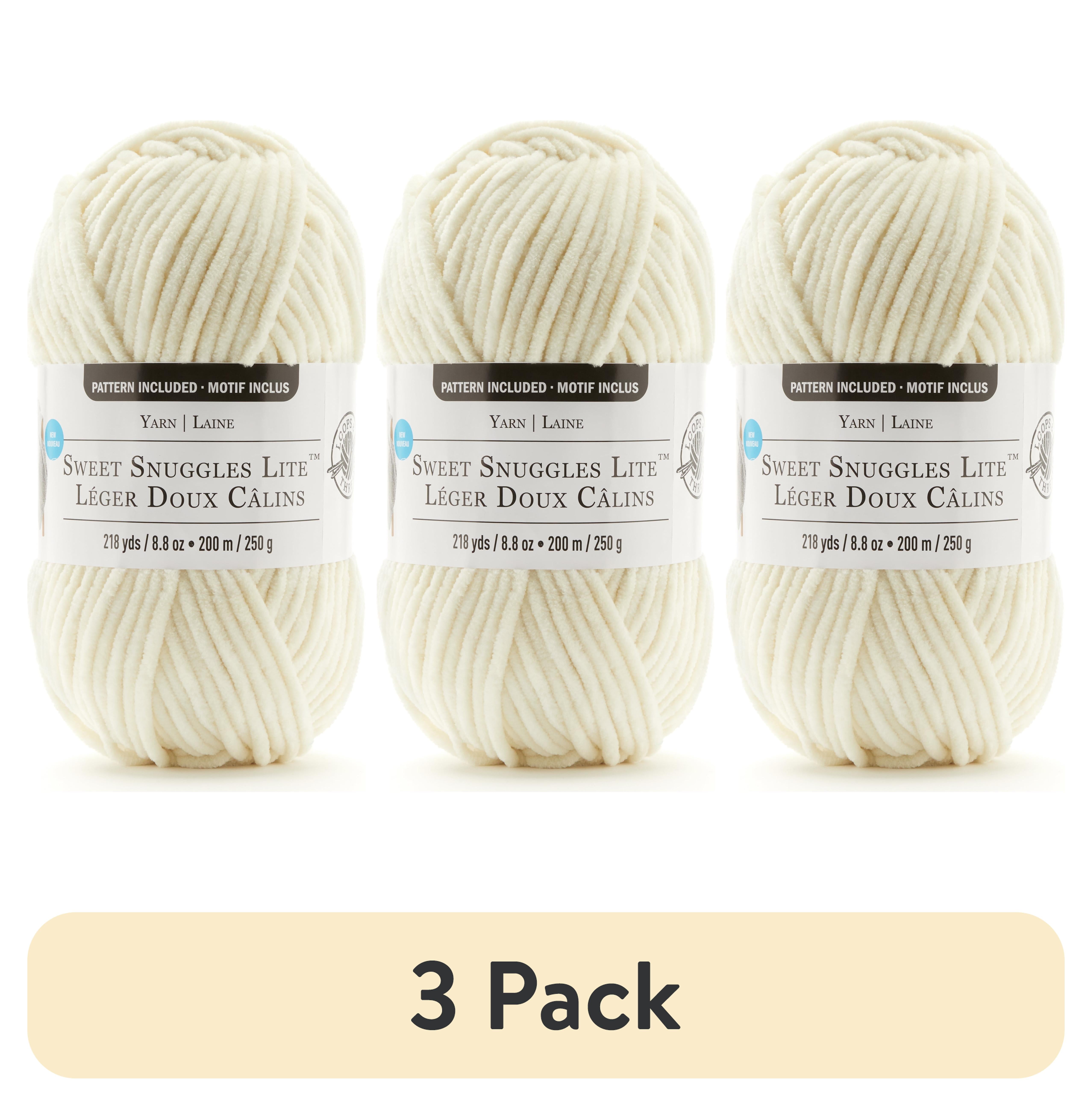 (3 pack) Sweet Snuggles Lite Yarn by Loops & Threads - Yarn for Knitting - Crochet - Weaving - and Arts & Crafts - White - Polyester - 8.8 oz