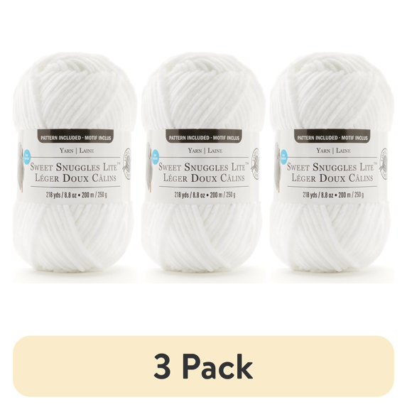 (3 pack) Sweet Snuggles Lite Yarn by Loops & Threads - Yarn for Knitting - Crochet - Weaving - and Arts & Crafts - White - Polyester - 8.8 oz