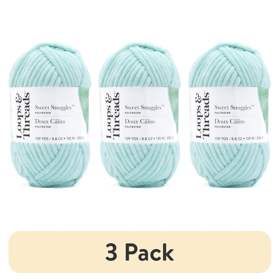 (3 pack) Sweet Snuggles Yarn by Loops & Threads - Yarn for Knitting - Crochet - Weaving - and Arts & Crafts - Blue - Polyester - 8.8 oz