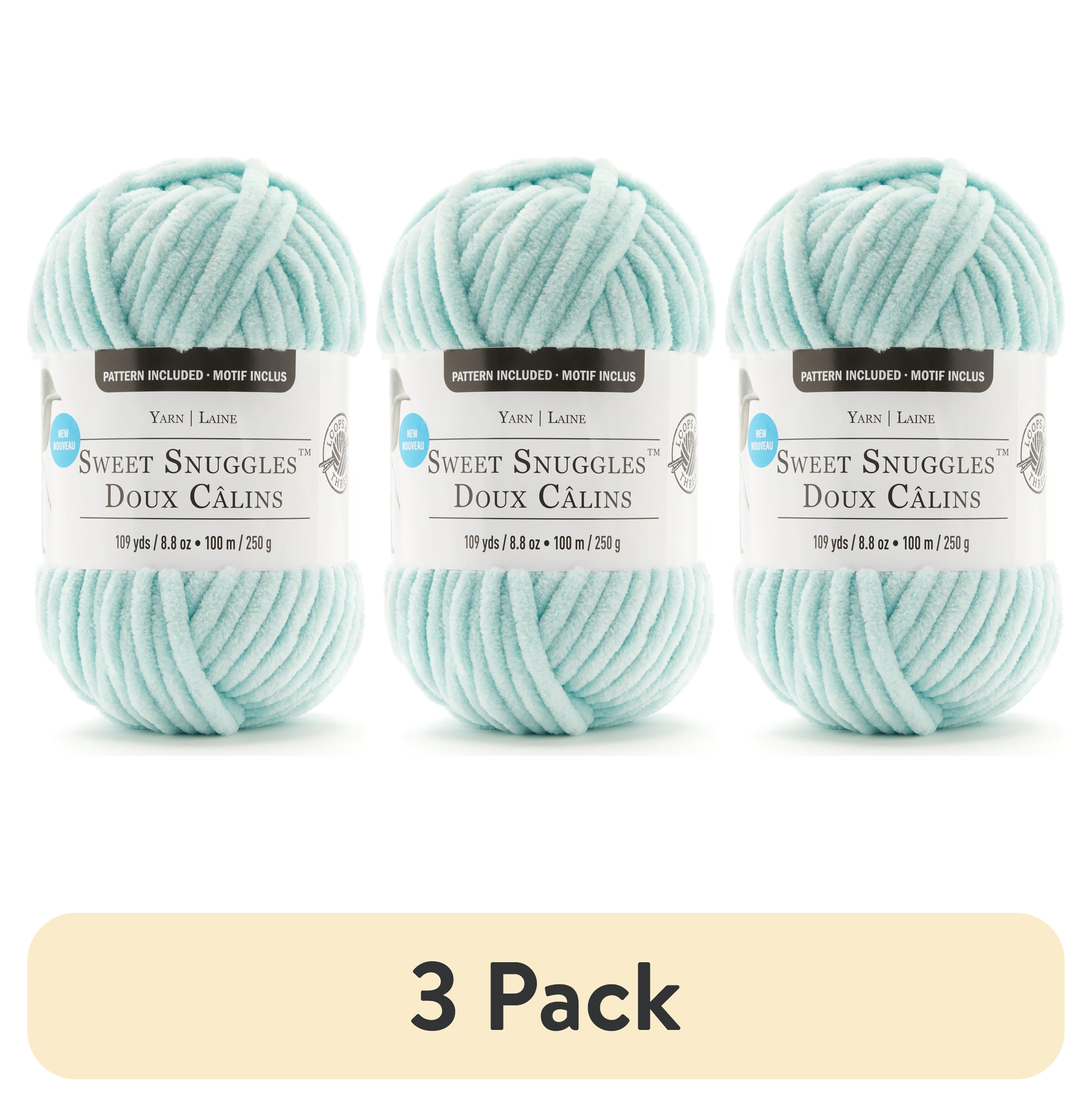 (3 pack) Sweet Snuggles Yarn by Loops & Threads - Yarn for Knitting - Crochet - Weaving - and Arts & Crafts - Blue - Polyester - 8.8 oz