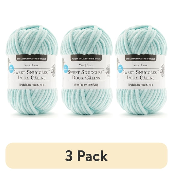 (3 pack) Sweet Snuggles Yarn by Loops & Threads - Yarn for Knitting - Crochet - Weaving - and Arts & Crafts - Blue - Polyester - 8.8 oz