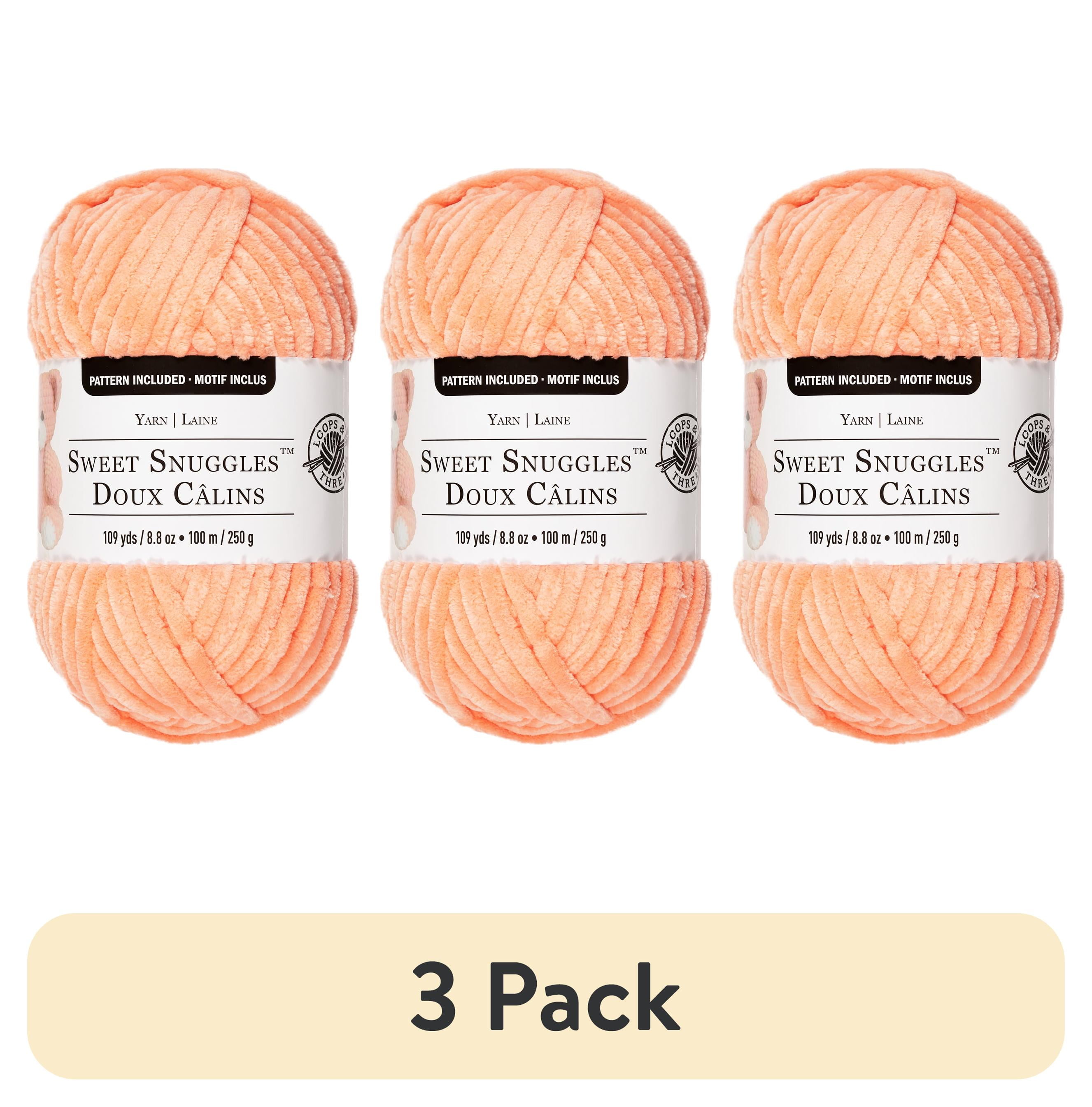 (3 pack) Sweet Snuggles Yarn by Loops & Threads - Yarn for Knitting - Crochet - Weaving - and Arts & Crafts - Orange - Polyester - 8.8 oz