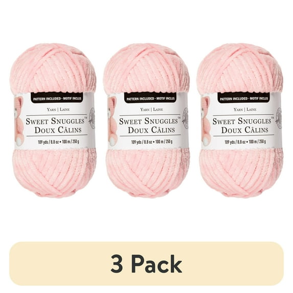 (3 pack) Sweet Snuggles Yarn by Loops & Threads - Yarn for Knitting - Crochet - Weaving - and Arts & Crafts - Pink - Polyester - 8.8 oz