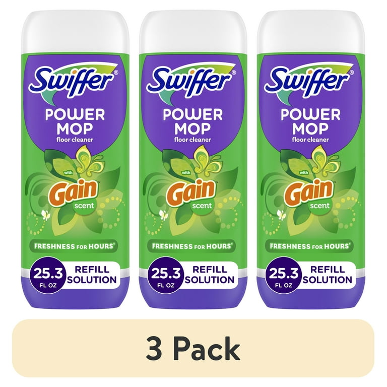 3 pack) Swiffer PowerMop Floor Cleaning Solution with Gain Scent