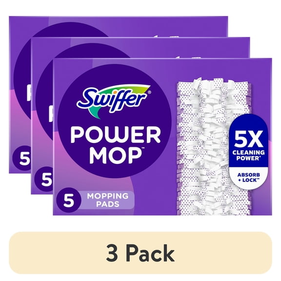(3 pack) Swiffer PowerMop Multi-Surface Mopping Pad Refills, 5 count