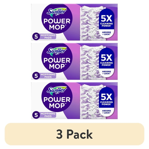 (3 pack) Swiffer Power Mop Pad Refills, Unscented, 5 Count