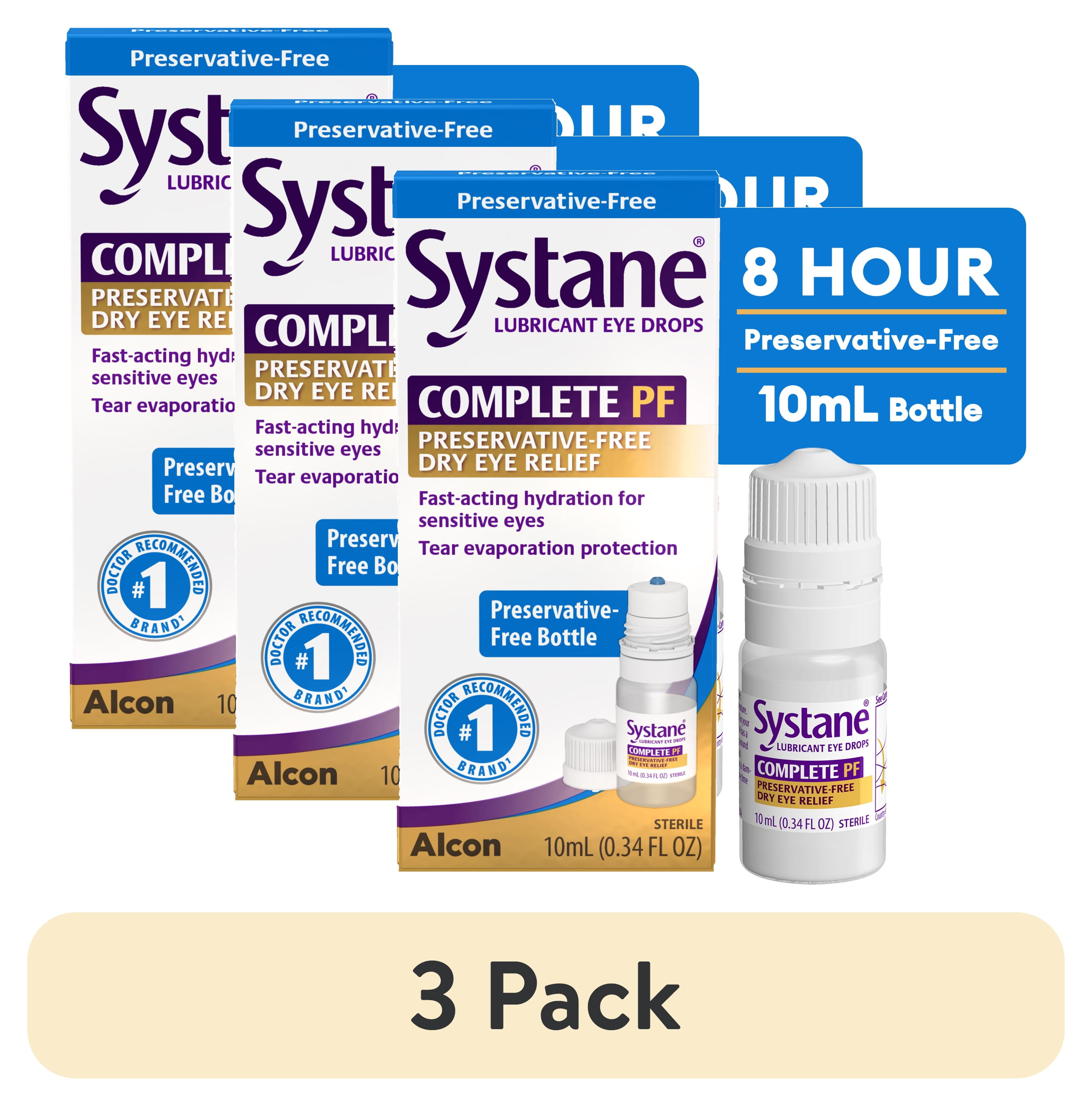 (3 pack) Systane Complete Preservative Free Lubricating Eye Drops, 8 Hours  Dry Eye Relief, 0.34 fl oz - Walmart.com