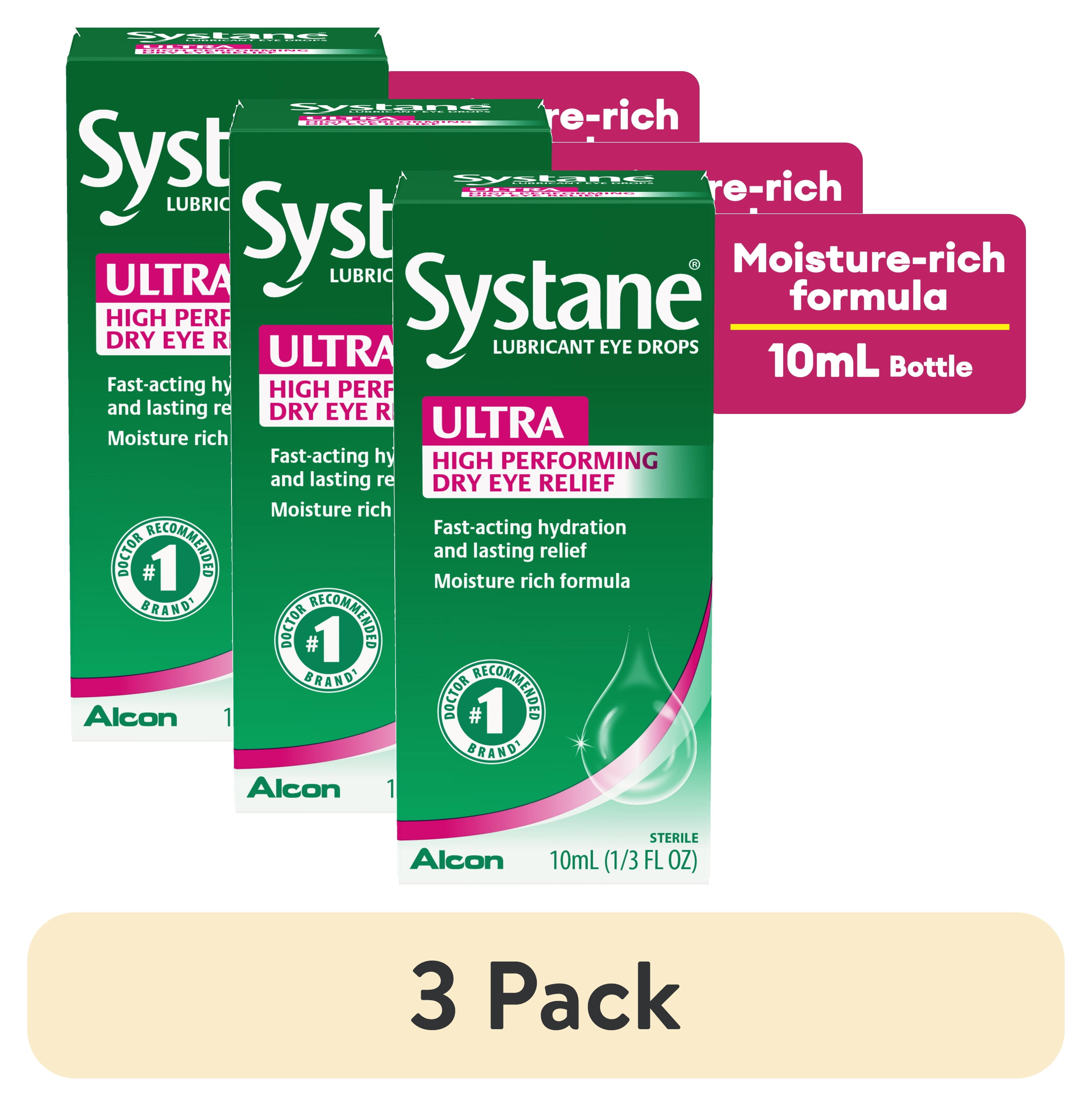 (3 pack) Systane Ultra Liquid Eye Drops for Dry Eye Relief and Daily Use, 10 ml