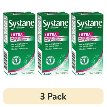 (3 pack) Systane Ultra Liquid Eye Drops for Dry Eye Relief and Daily Use, 10 ml