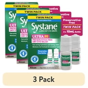 3 pack Systane Ultra Preservative Free Eye Lubricant Drops for Dry Eyes, 0.34 fl oz, Twin Pack