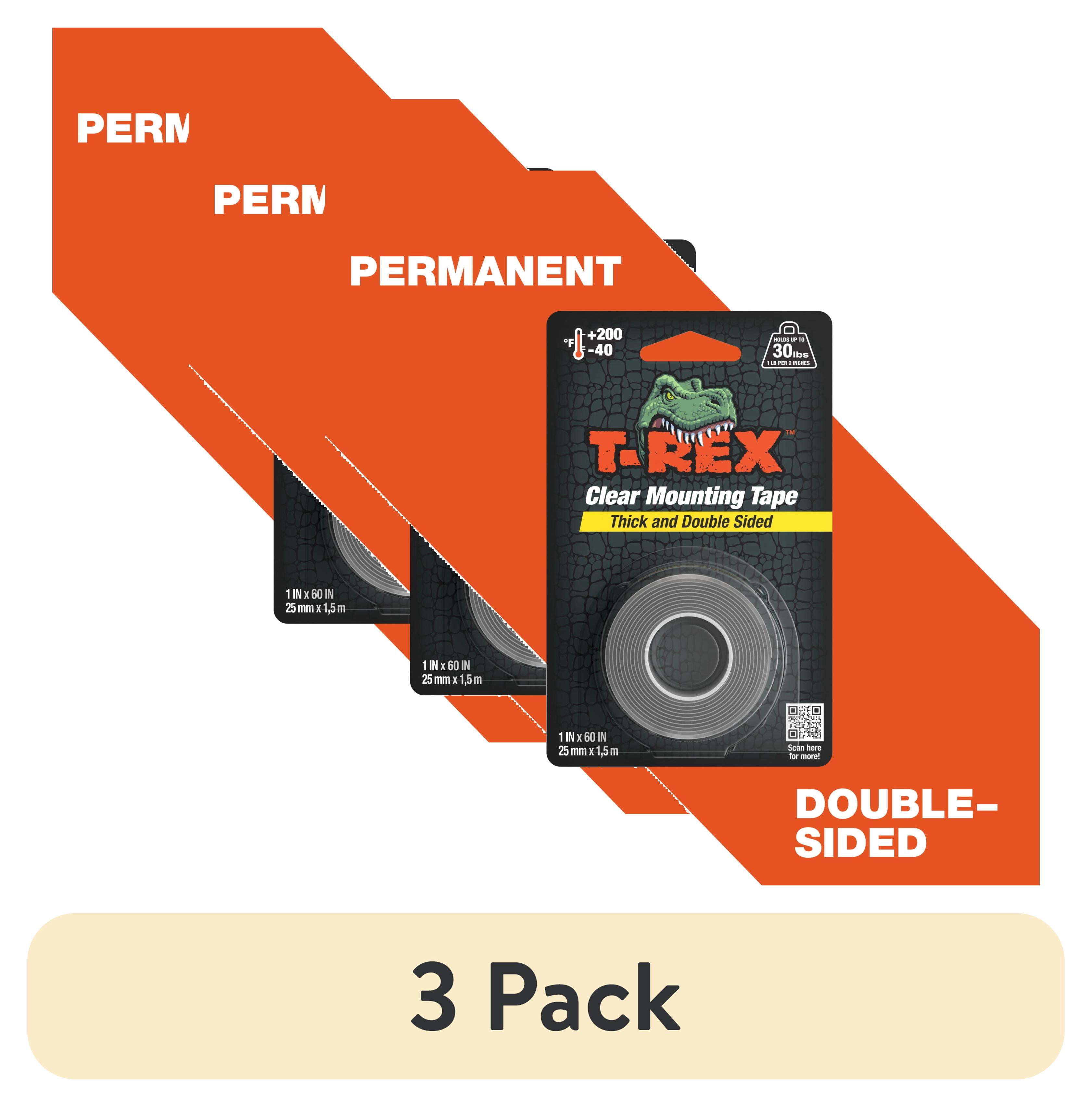 (3 pack) T-Rex Ferociously Strong 1 in. x 60 in. Clear Mounting Tape