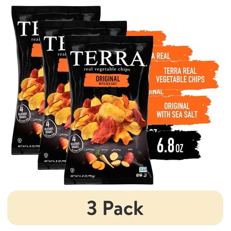 (3 pack) TERRA Original Sea Salt Vegetable Snack Chips, 6.8 oz