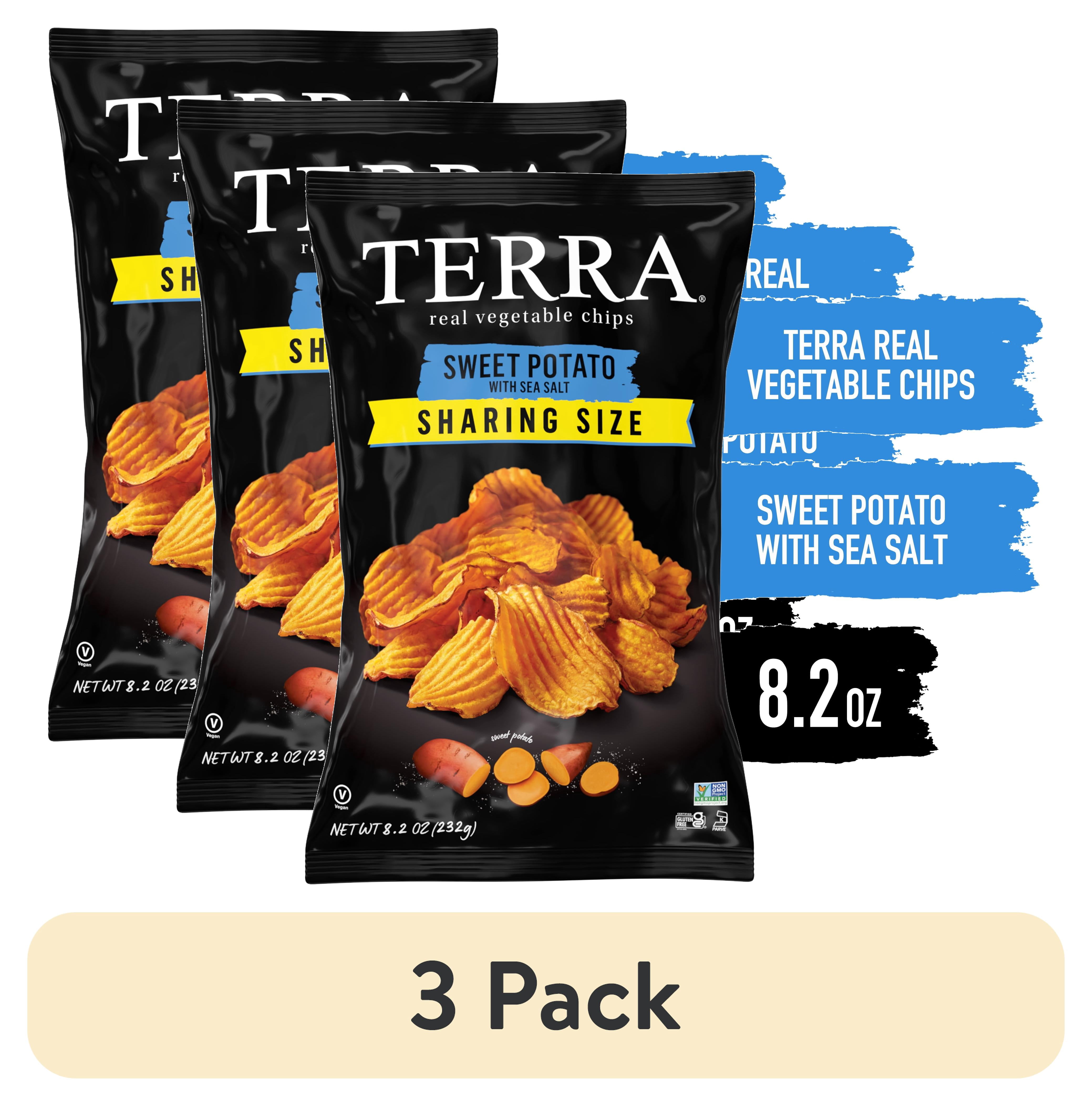 (3 pack) TERRA Sea Salt Wavy Sweet Potato Snack Chips, Sharing Size, 8.2 oz