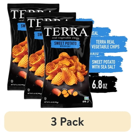 (3 pack) TERRA Wavy Sea Salt Sweet Potato Vegetable Snack Chips, 6.8 oz