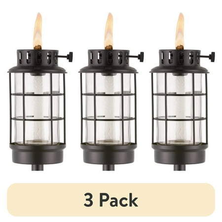 (3 pack) TIKI Adjustable Flame Pink Glass 6.5 in. Tabletop Torch 1 pc