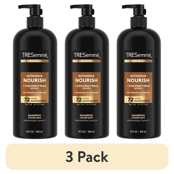 (3 pack) TRESemmé Shampoo for Replenishing & Hydrating Hair, Botanique Nourish + Coconut Milk Infusion with Up to 72H Nourishment, 28 Fl oz
