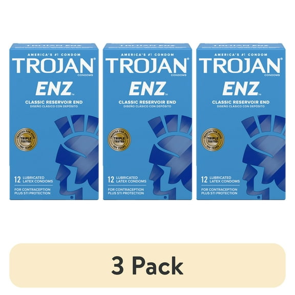 (3 pack) TROJAN ENZ Premium Smooth Lubricated Condoms, 12 Count