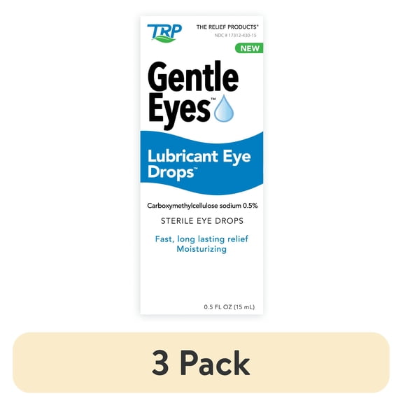 (3 pack) TRP Gentle Eyes Lubricant Eye Drops, Fast Long Lasting Relief, Moisturizing, 0.5 fl oz