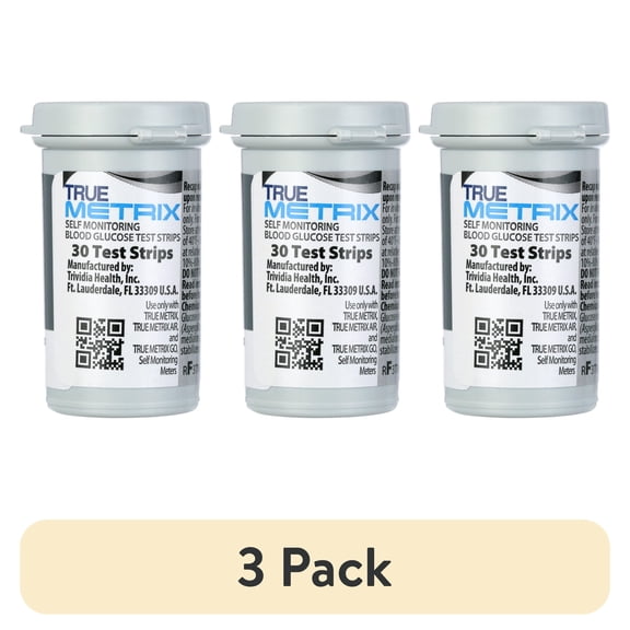 (3 pack) TRUE METRIX Blood Glucose Test Strips, 30 Count