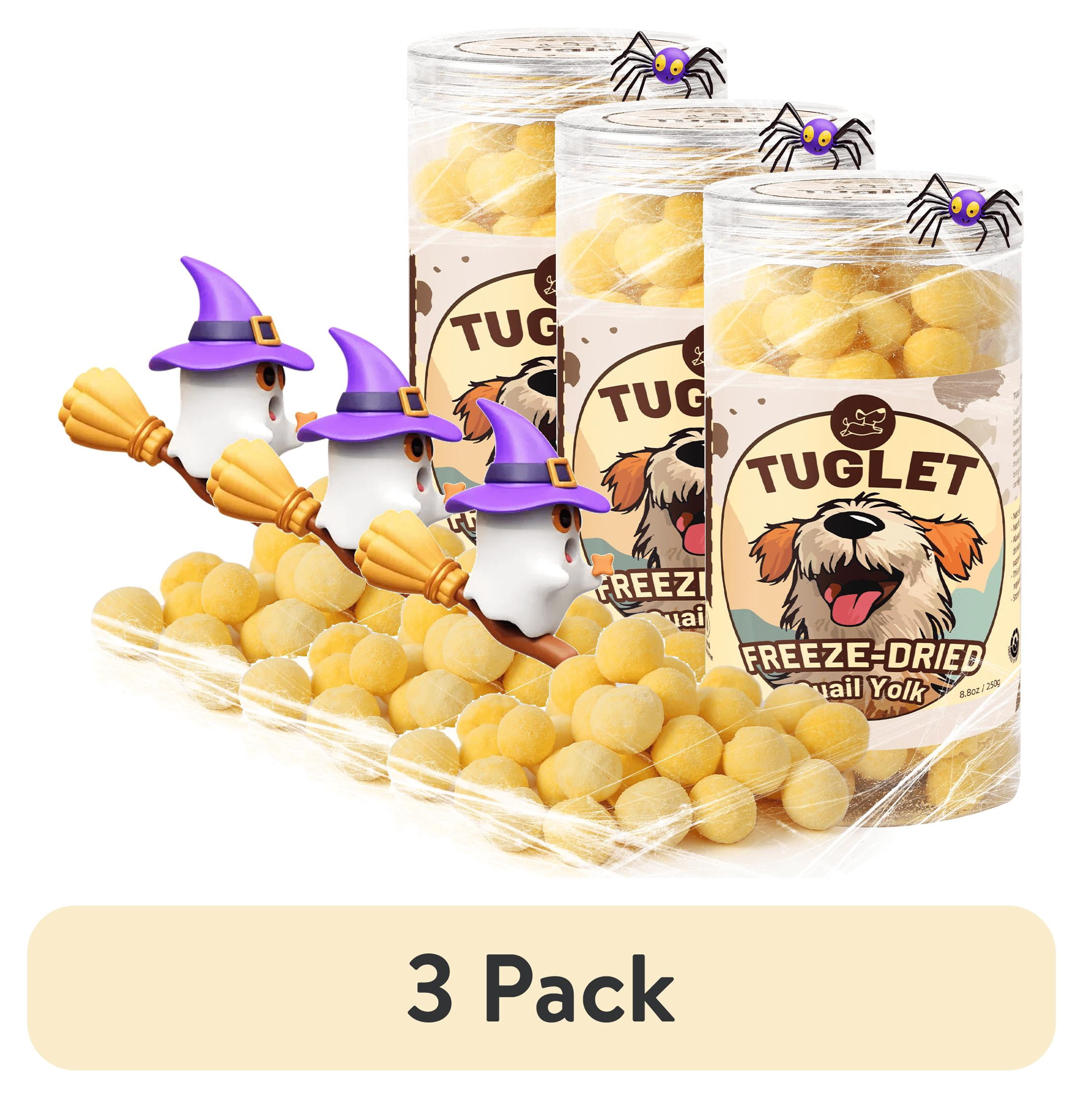 (3 pack) TUGLET Freeze Dried Cat and Dog Treats Quail Egg Yolk, Single ... - Quail Egg Dog Treats