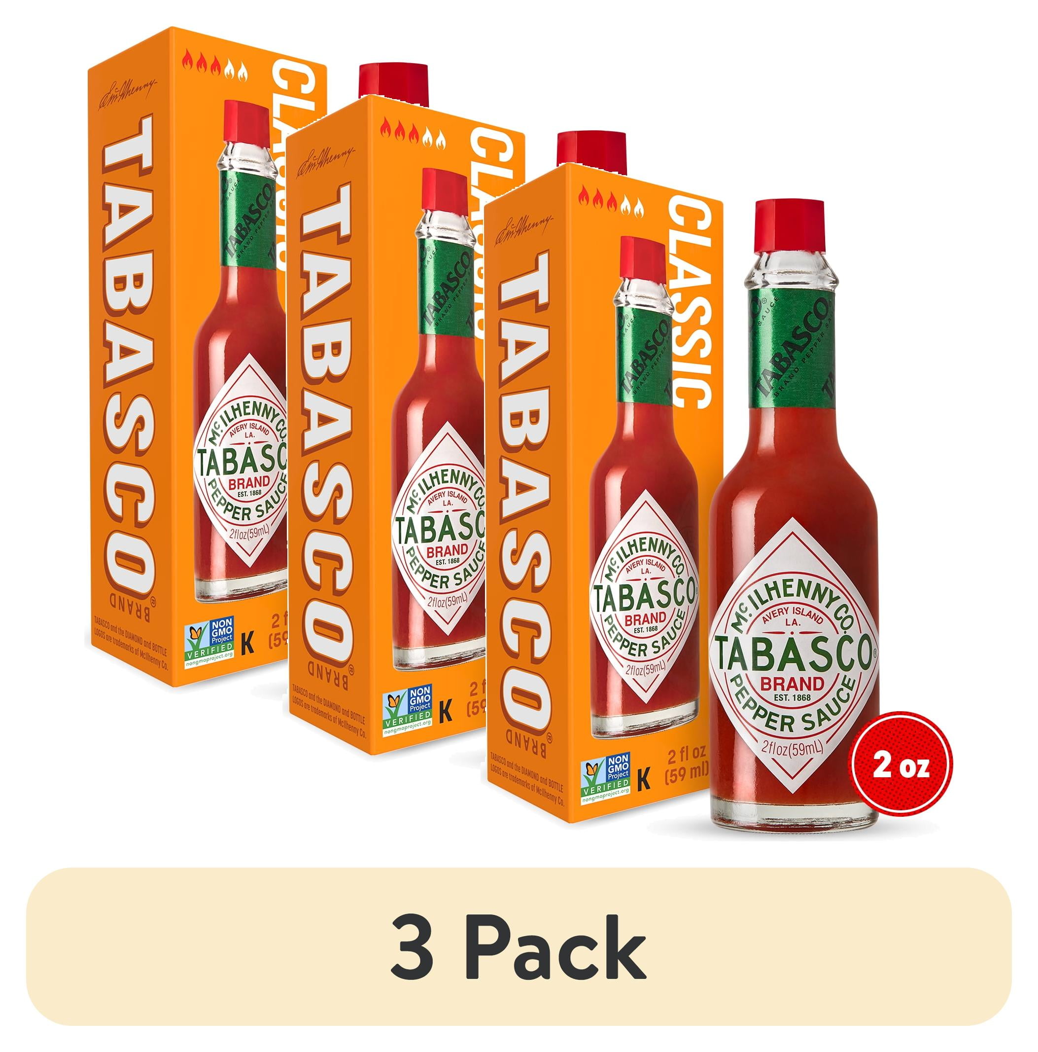 (3 pack) Tabasco Original Red Pepper Sauce, 2 oz, Regular Glass Hot Sauce Bottle, Gluten Free