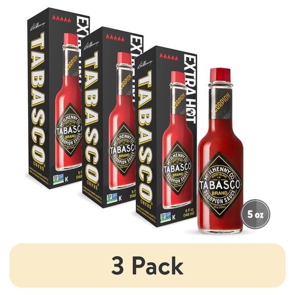 (3 pack) Tabasco Scorpion Pepper Sauce, 5 oz Regular Glass Bottle