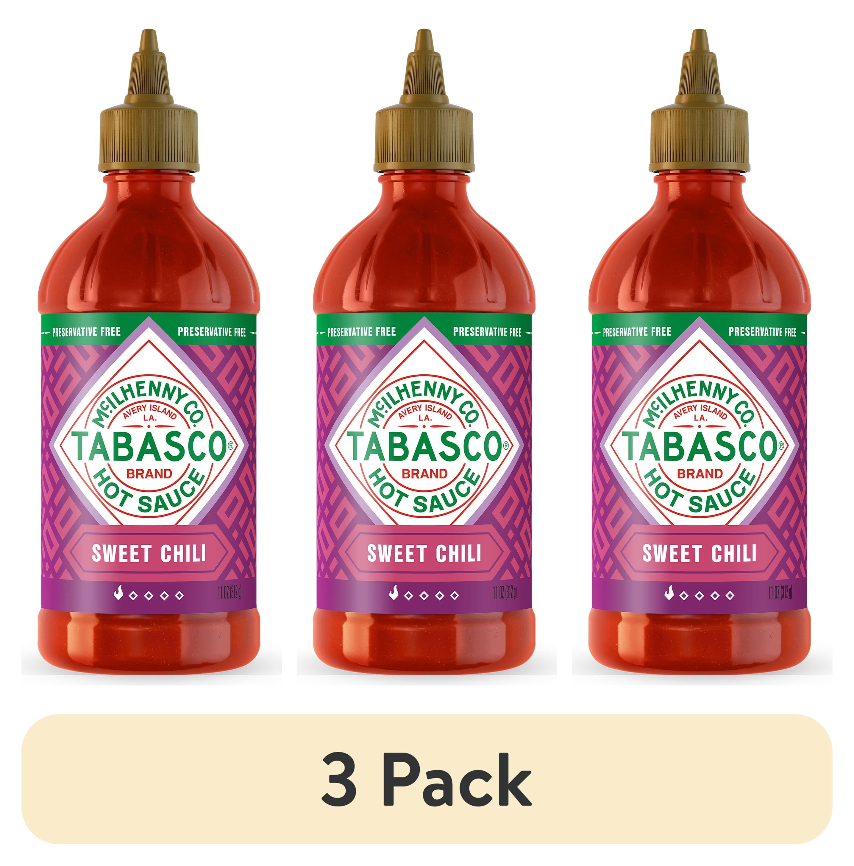 (3 pack) Tabasco Sweet Chili Sauce, 11 oz Regular Squeezable Plastic Bottle, Liquid Form, Gluten Free