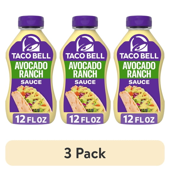 (3 pack) Taco Bell Creamy Avocado Ranch Sauce, 12 fl oz Bottle