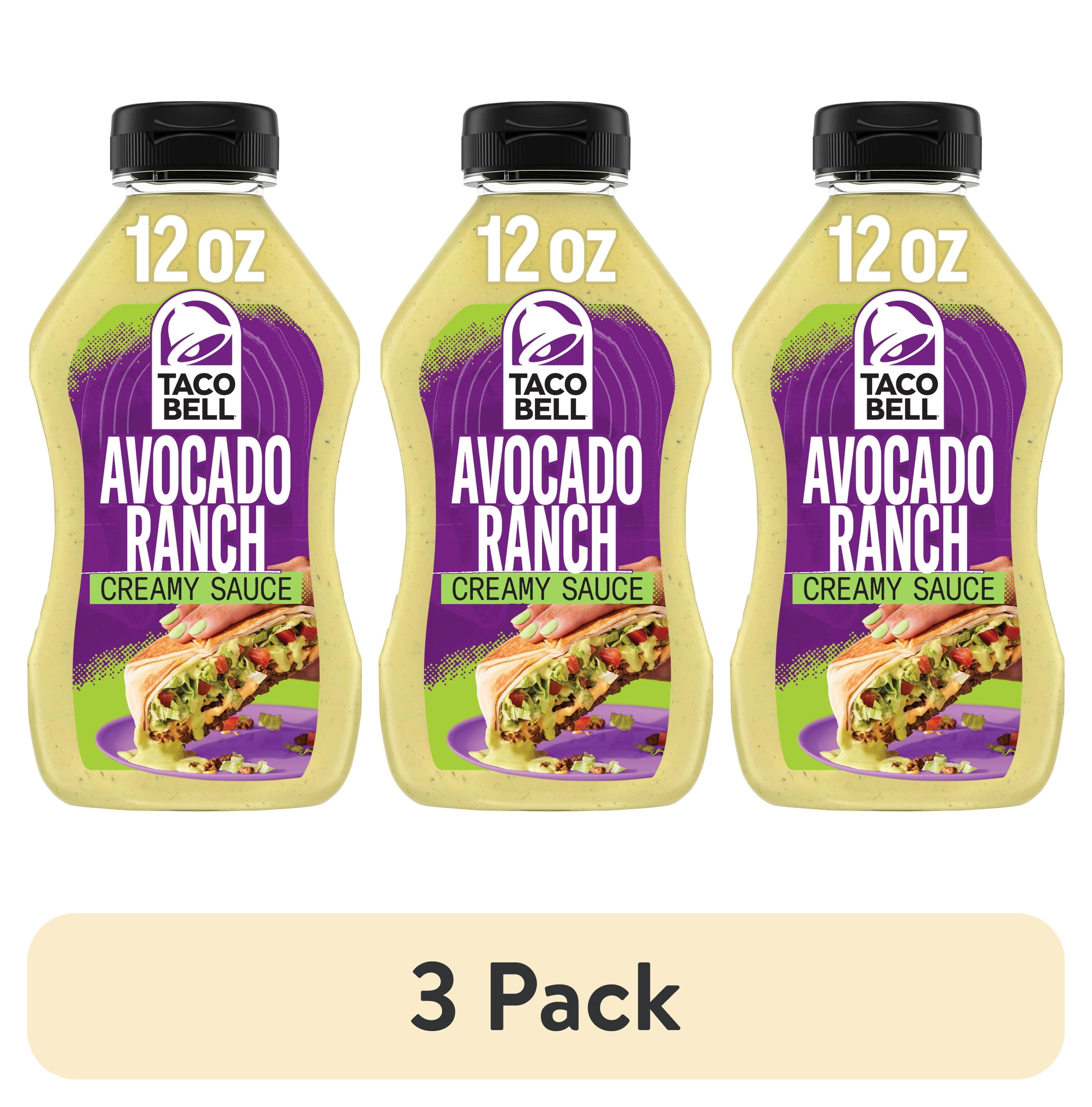(3 pack) Taco Bell Creamy Avocado Ranch Sauce, 12 fl oz Bottle