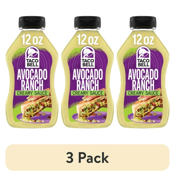 (3 pack) Taco Bell Creamy Avocado Ranch Sauce, 12 fl oz Bottle