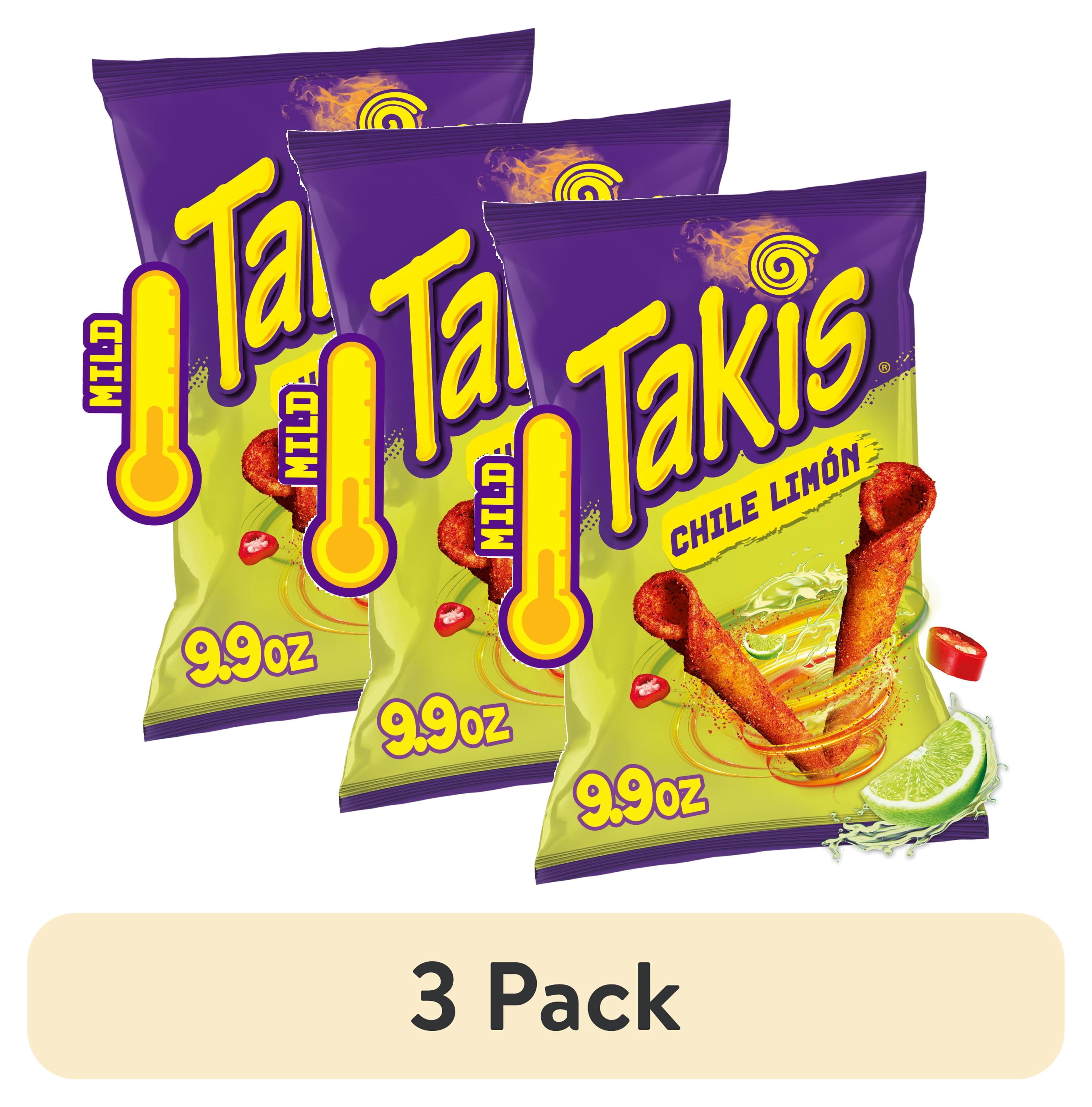 (3 pack) Takis Chile Limon 9.9 oz Sharing Size Bag, Chili & Lime Rolled Tortilla Chips