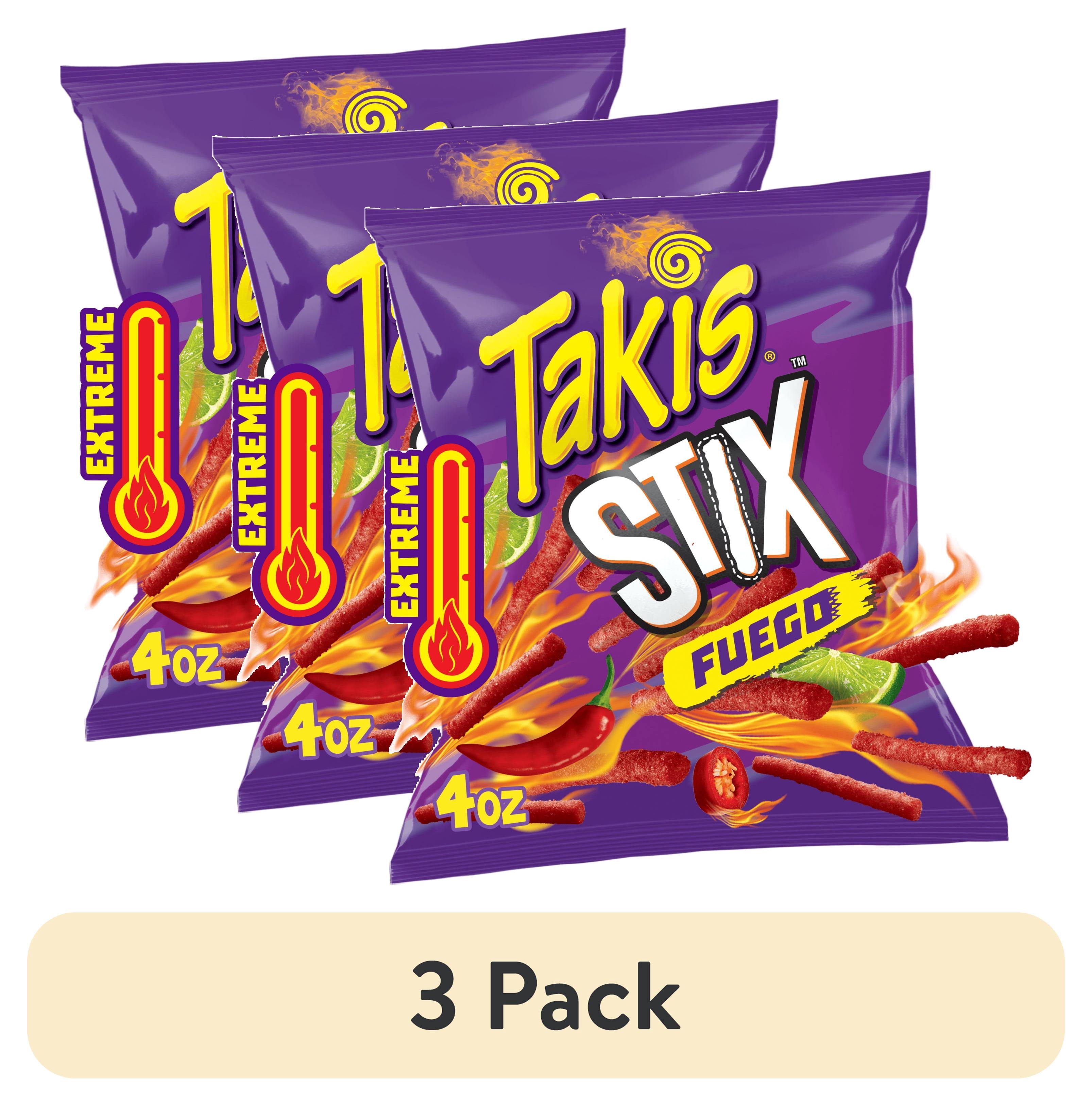 4 pack) Takis Fuego Stix 4 oz Snack Size Bag, Hot Chili Pepper