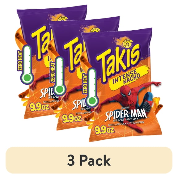 (3 pack) Takis Intense Nacho 9.9 oz Sharing Size Bag, Cheese Rolled Tortilla Chips