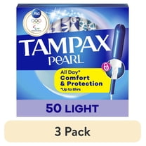 (3 pack) Tampax Pearl Tampons with LeakGuard Braid, Light Absorbency, 50 Ct