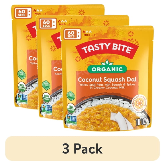 (3 pack) Tasty Bite Coconut Squash Dal 10oz - Creamy coconut squash curry