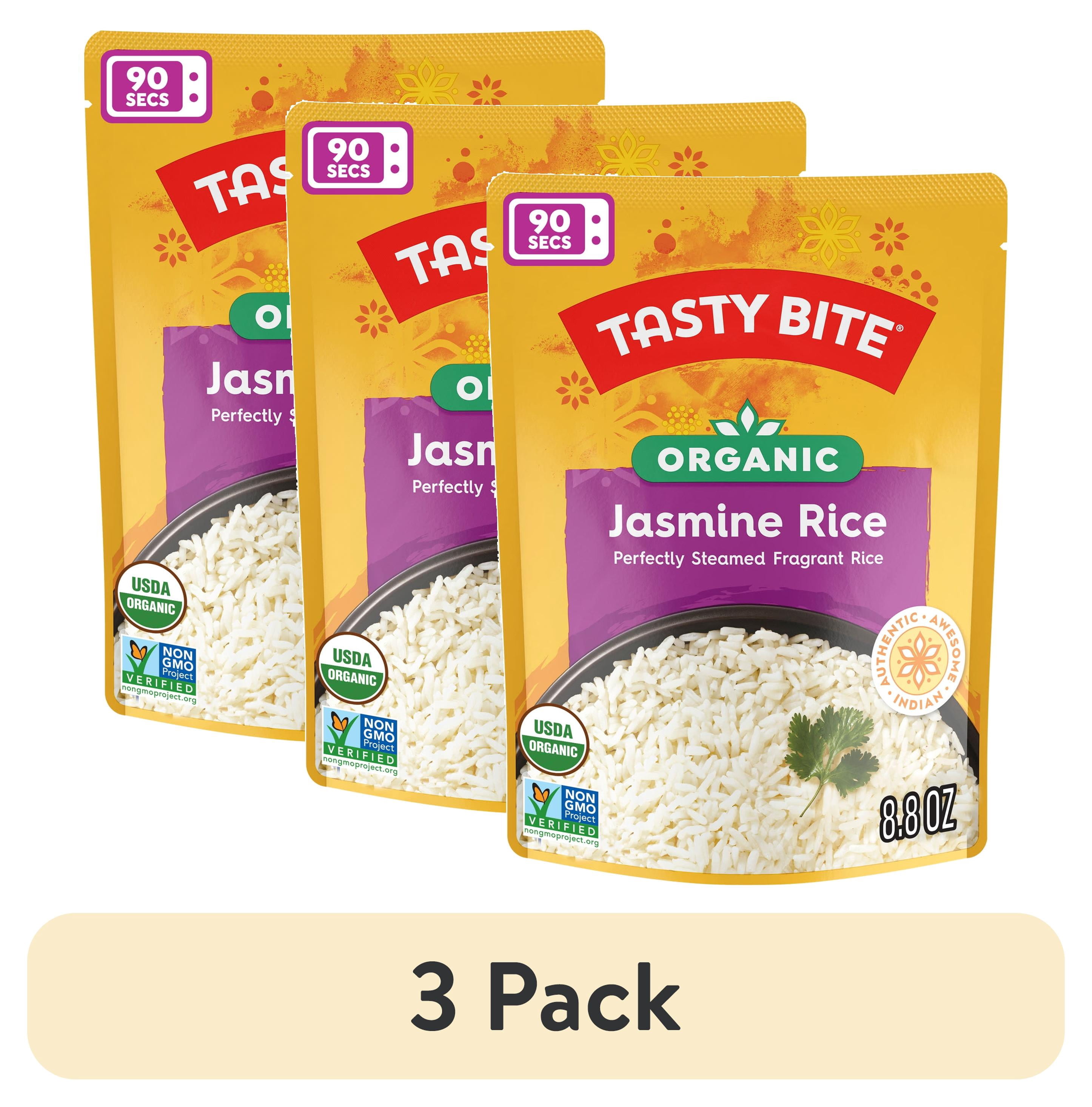 (3 pack) Tasty Bite Organic Jasmine Rice 8.8oz - Fragrant jasmine rice