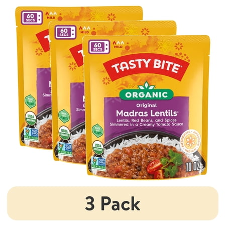 (3 pack) Tasty Bite Organic Madras Lentils 10oz - Savory lentil curry