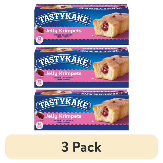 (3 pack) Tastykake Jelly Krimpets, 12 Count, 6 Packs of 2 Jelly Filled Snack Cakes