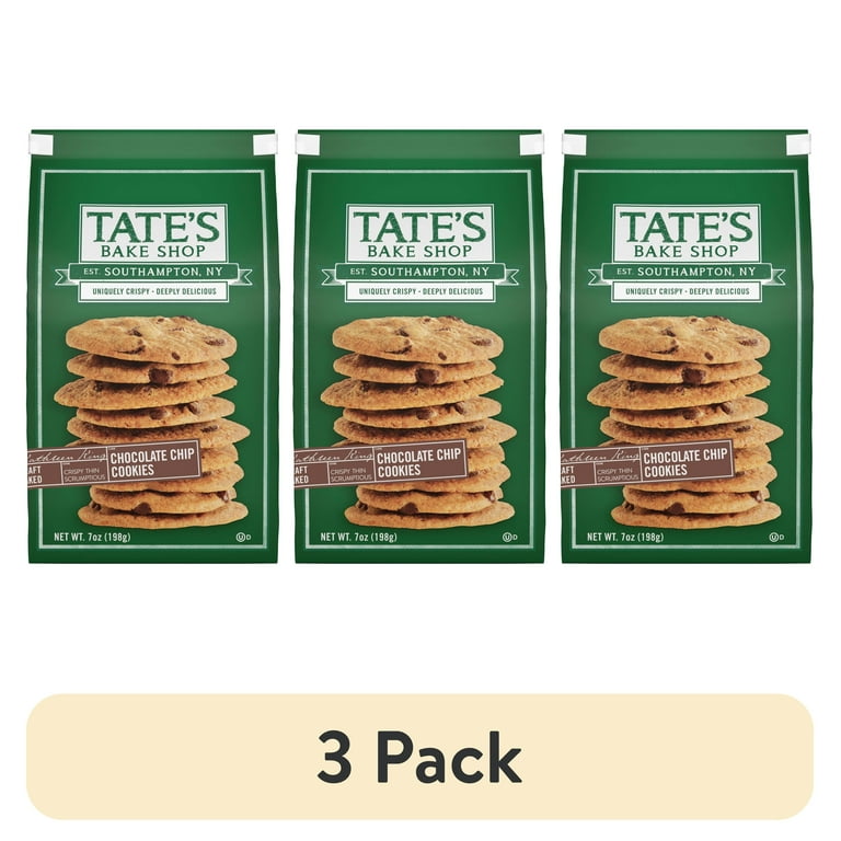 3 pack) Tate's Bake Shop Chocolate Chip Cookies, 7 oz - Walmart.com