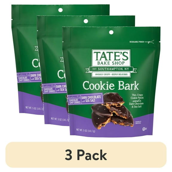(3 pack) Tate's Bake Shop Cookie Bark, Chocolate Chip Cookies with Dark Chocolate and Sea Salt, 5 oz