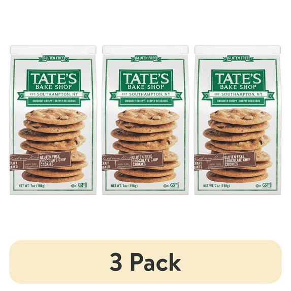 (3 pack) Tate's Bake Shop Gluten Free Chocolate Chip Cookies, Gluten Free Cookies, 7 oz
