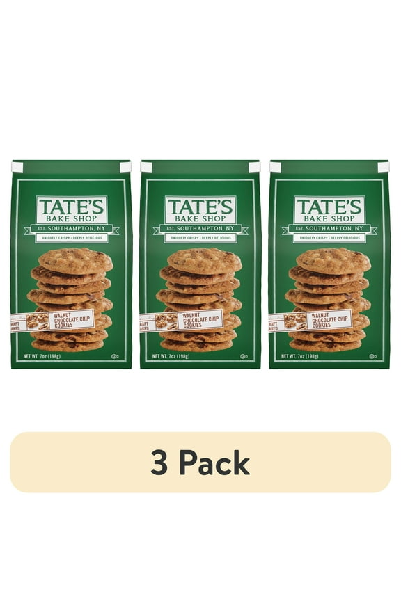 (3 pack) Tate's Bake Shop Walnut Chocolate Chip Cookies, 7 oz