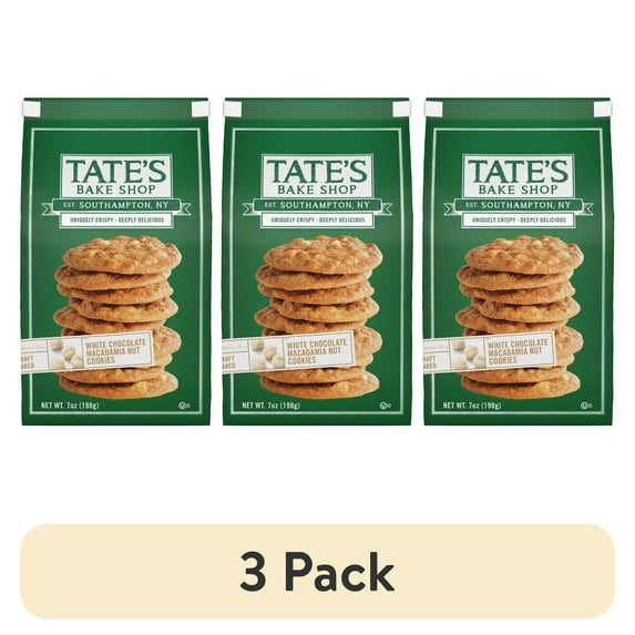 (3 pack) Tate's Bake Shop White Chocolate Macadamia Nut Cookies, 7 oz