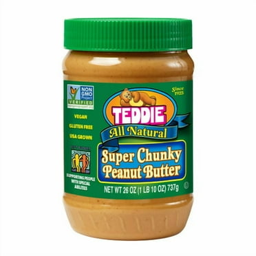 (3 pack) Teddie All Natural Super Chunky Peanut Butter, 26 oz