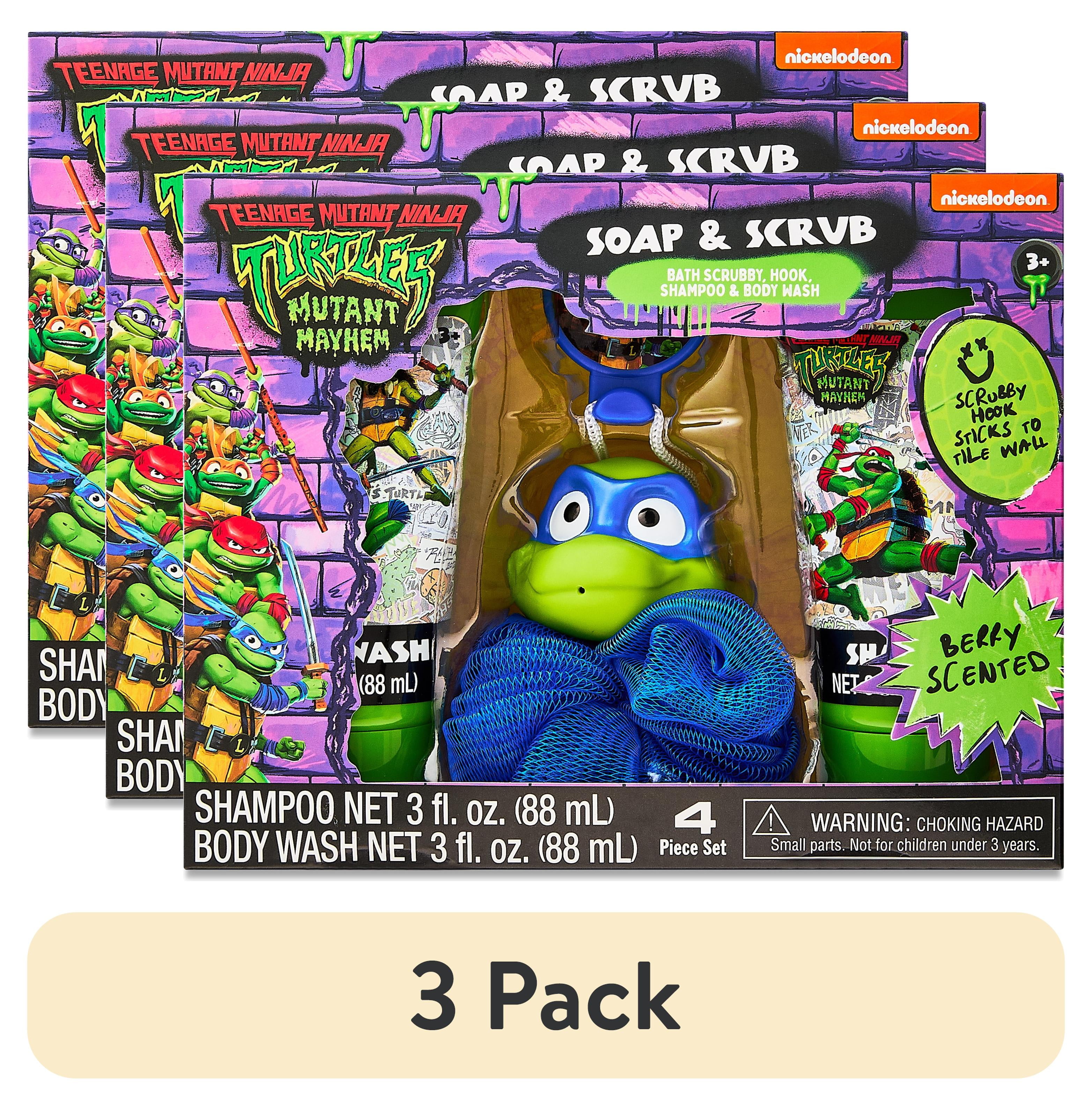 (3 pack) Teenage Mutant Ninja Turtles Soap and Scrub Set, 3 Pieces, Mango Scented, Age 3+