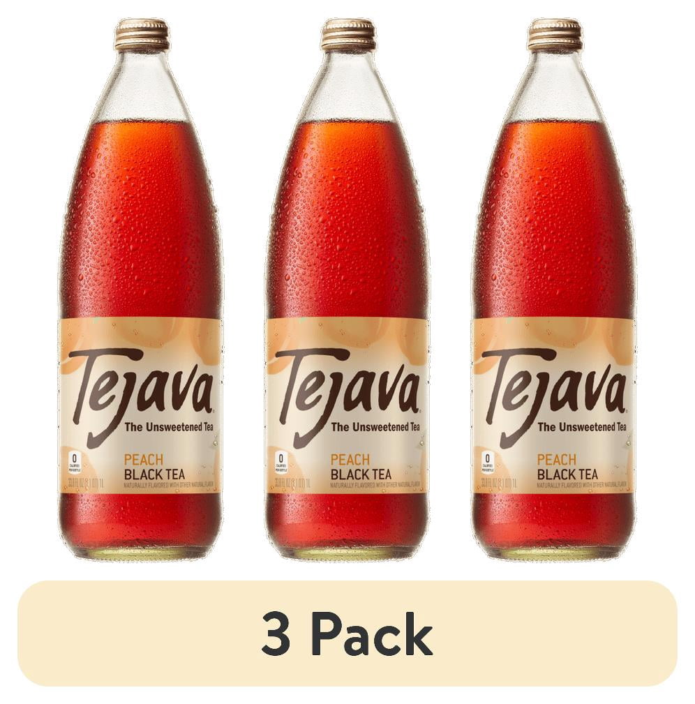 (3 pack) Tejava Peach Black Tea Unsweetened, 1 Liter