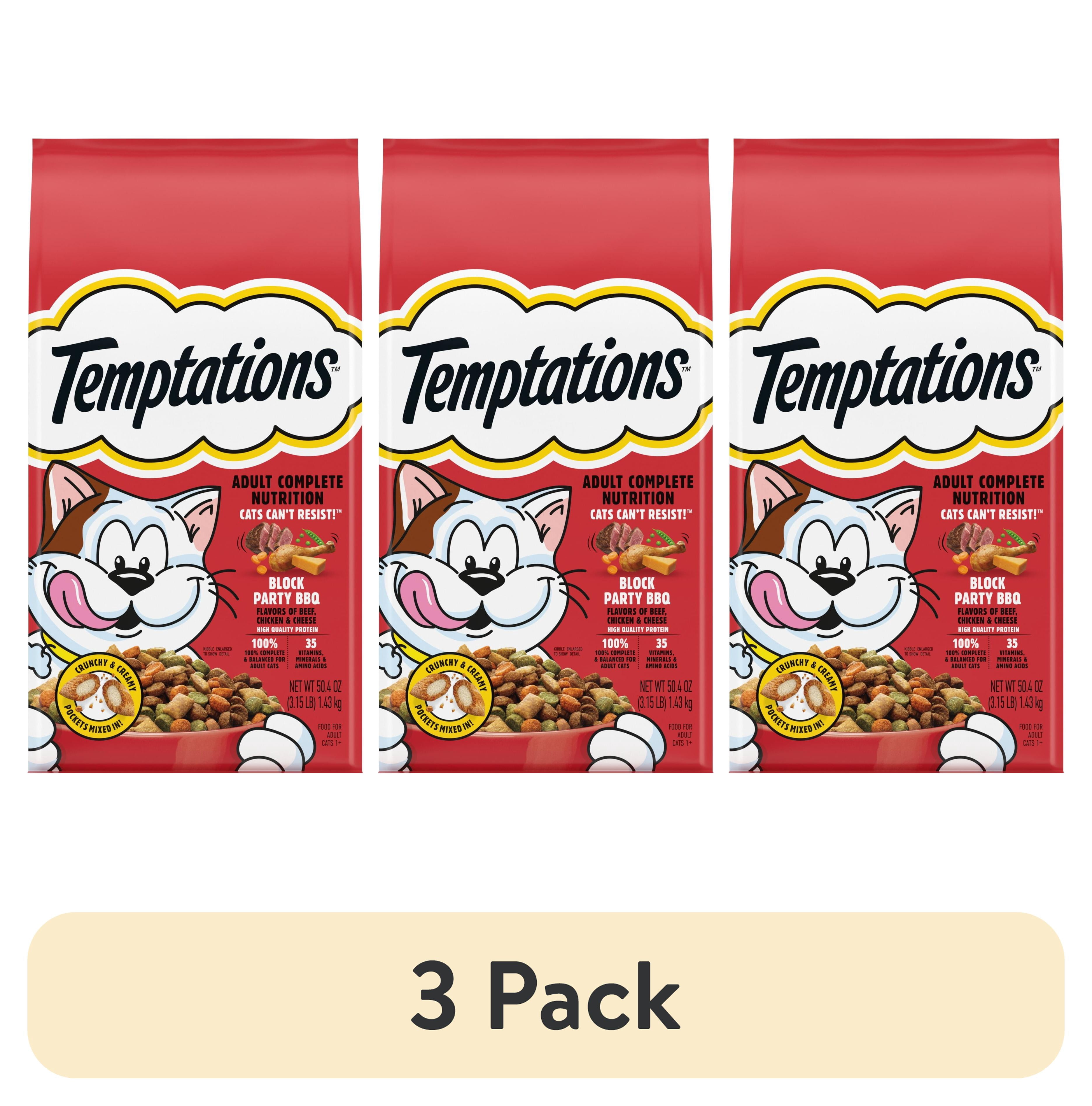 (3 pack) Temptations Block Party Bbq Dry Cat Food, 3.15 Lb Bag