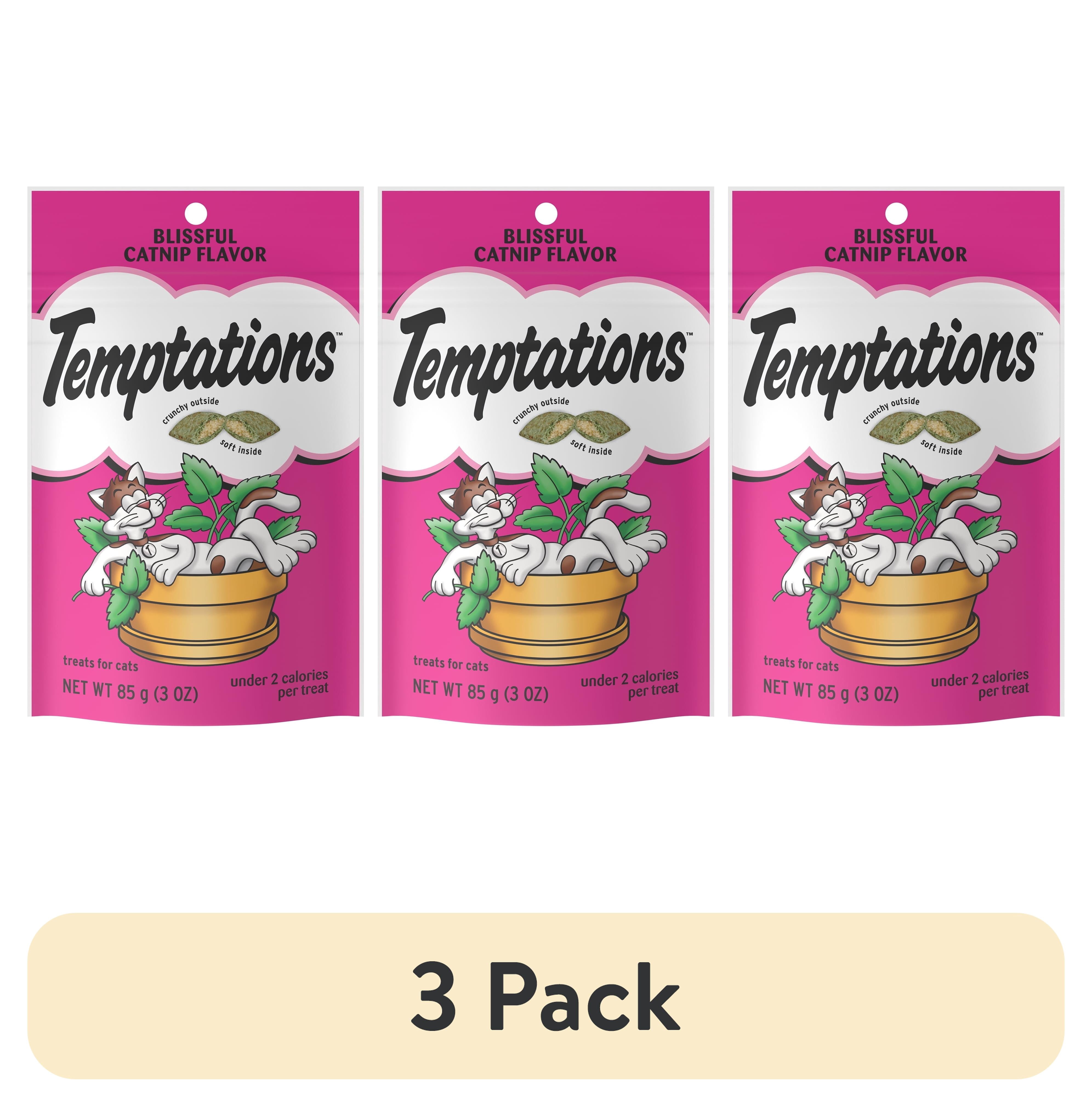 (3 pack) Temptations Classic Blissful Catnip Flavor Crunchy And Soft Treats For Cats, 3 Oz Pouch
