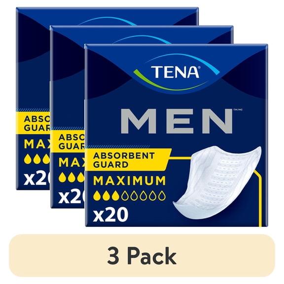 (3 pack) TENA Incontinence Guards for Men, Maximum, 20 Count