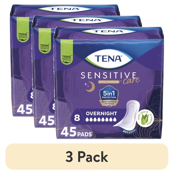 Tena Intimates Extra Coverage Overnight Panty Liners Incontinence Pads for Women